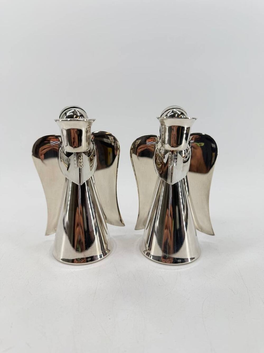 Silver Plated Brass Angel Candle Holders Hong Kong Christmas Holiday Decor